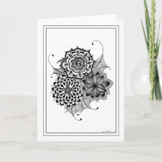 Black and White Flowers Greeting Card