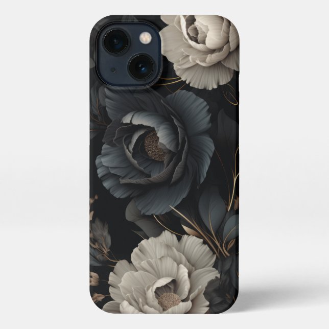 Black and White Flowers iPhone Case (Back)