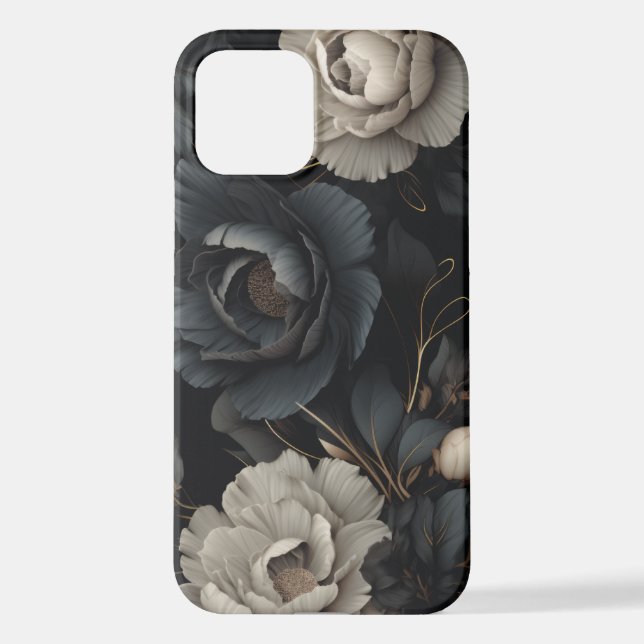 Black and White Flowers iPhone Case (Back)