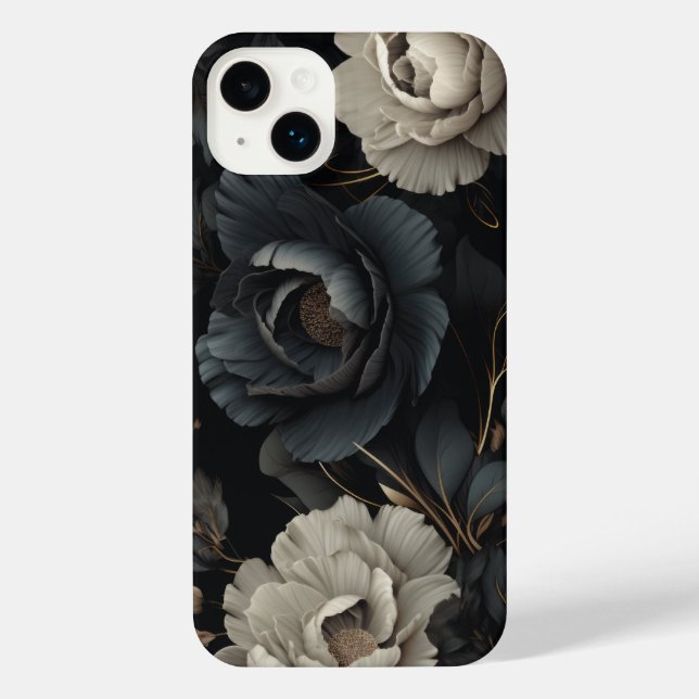 Black and White Flowers iPhone Case (Back)