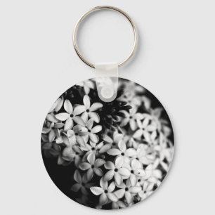 black and white flowers key ring
