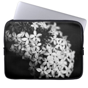 black and white flowers laptop sleeve