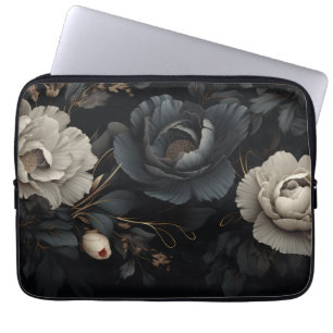 Black and White Flowers Laptop Sleeve
