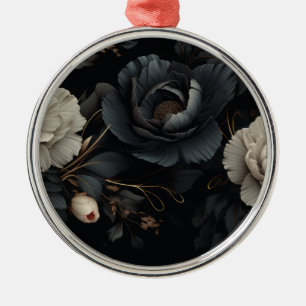 Black and White Flowers Metal Tree Decoration
