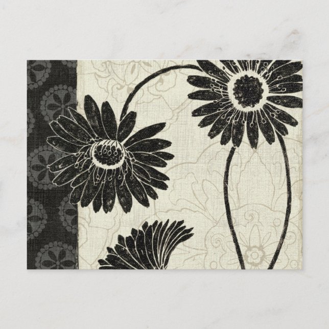Black and White Flowers Postcard (Front)