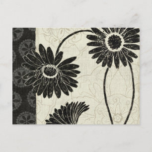 Black and White Flowers Postcard