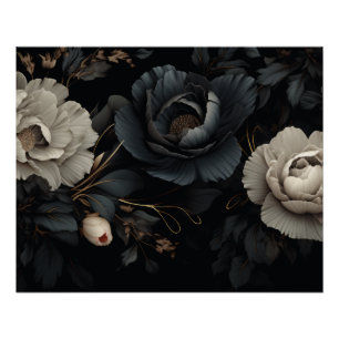 Black and White Flowers Poster