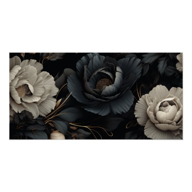 Black and White Flowers Poster (Front)