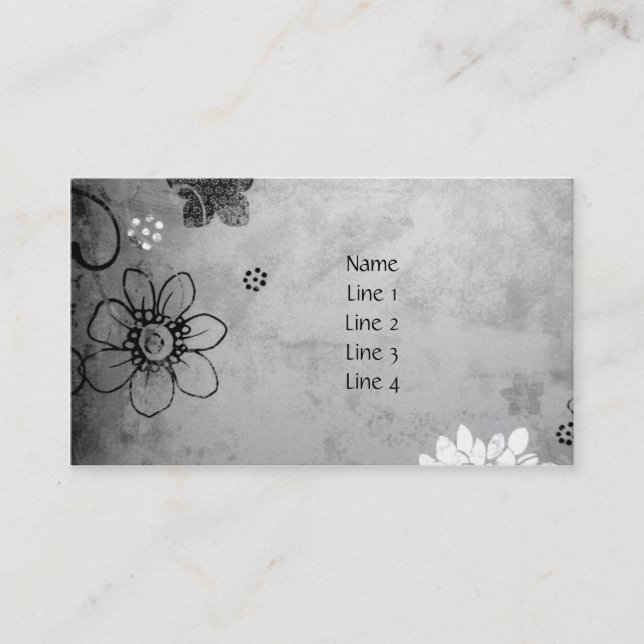 Black and White Flowers Profile Card (Front)