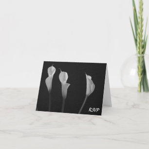 Black and White Flowers RSVP Invitation