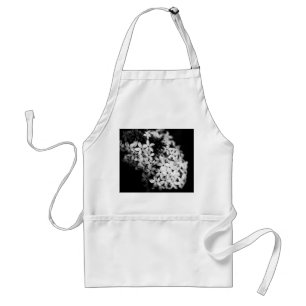 black and white flowers standard apron