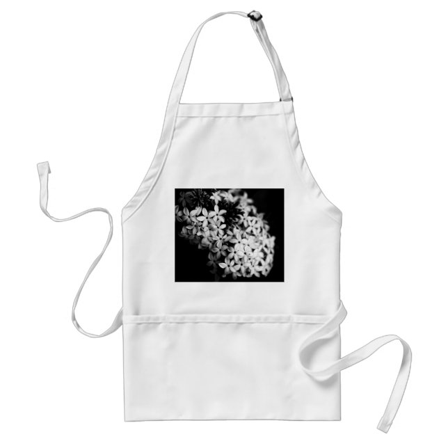 black and white flowers standard apron (Front)
