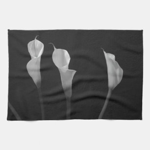 Black and White Flowers Tea Towel