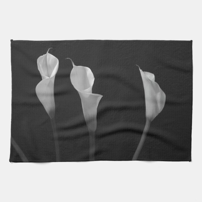 Black and White Flowers Tea Towel (Horizontal)