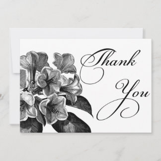 Black and White flowers Thank You Card