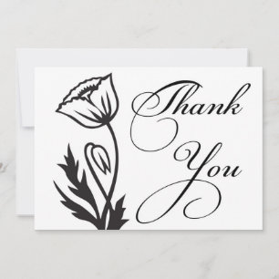 Black and White flowers Thank You Card