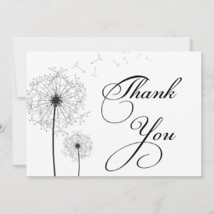 Black and White flowers Thank You Card