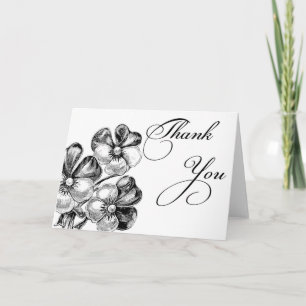 Black and White flowers Thank You Card