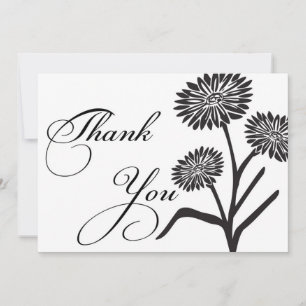 Black and White flowers Thank You Card