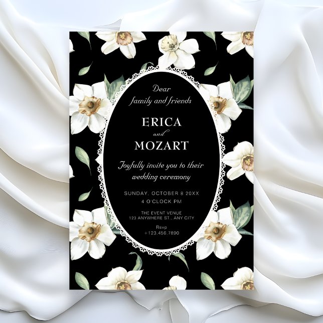 Black and white flowers wedding invitation (Creator Uploaded)