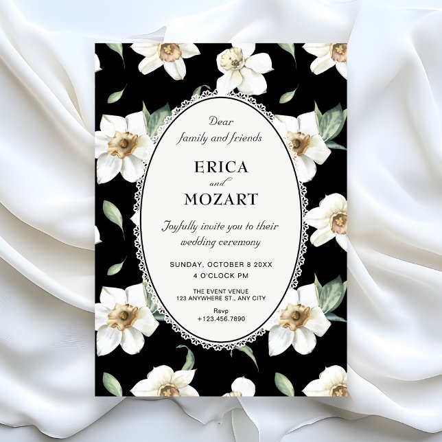 Black and white flowers wedding invitation (Creator Uploaded)