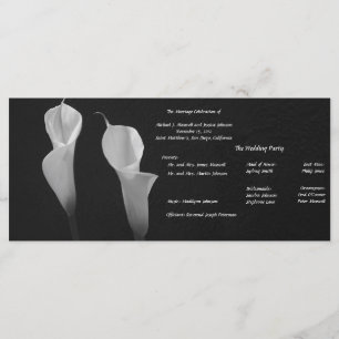Black and White Flowers Wedding Program Programme
