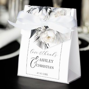 Black and white flowers wedding template favour box