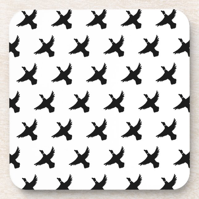 Black and White Flying Ducks Coaster (Front)