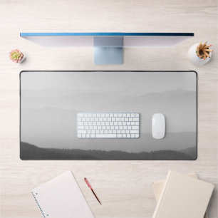 Black and white foggy horizon lines desk mat