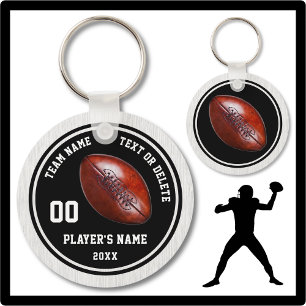 Black and White Football Keychains, Personalised Key Ring