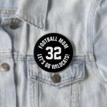 Black and White Football Mum Jersey Number 7.5 Cm Round Badge<br><div class="desc">Cheer on your favourite sports team, football player or just show off your school pride with a custom personalised spirit button! Add your school name or personalise with a player's name and jersey number. Perfect for football, basketball, baseball and soccer games! Create custom pins for the whole team, cheerleaders, parents...</div>