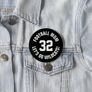 Black and White Football Mum Jersey Number 7.5 Cm Round Badge
