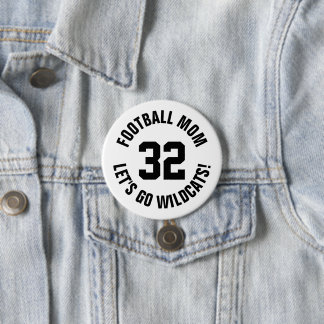 Black and White Football Mum Jersey Number 7.5 Cm Round Badge