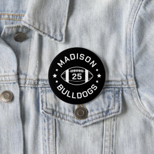 Black and White Football Player Jersey Number 7.5 Cm Round Badge