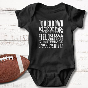 Black and White Football Theme  Baby Bodysuit