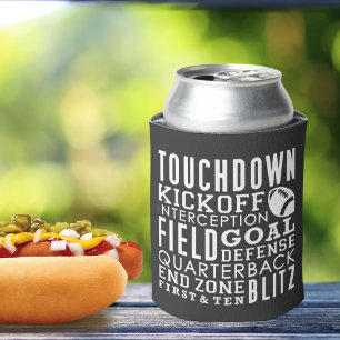 Black and White Football Theme Can Cooler