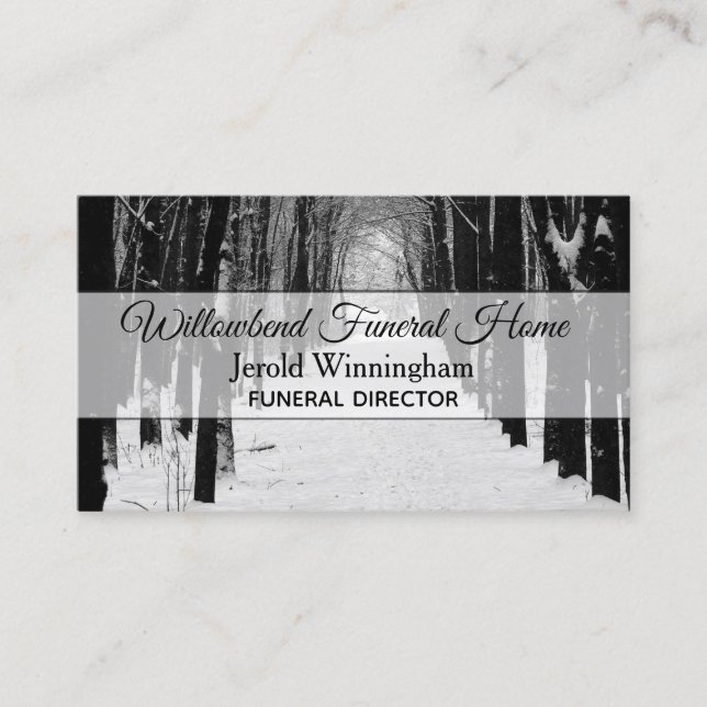 Black and White Forest Photograph Business Card (Front)