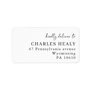 Black and White Formal Calligraphy Address Label