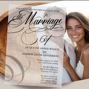 Black and White Formal Elegant Script Typography Vellum Invitations