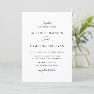 Black and White Formal Script Wedding Invitation