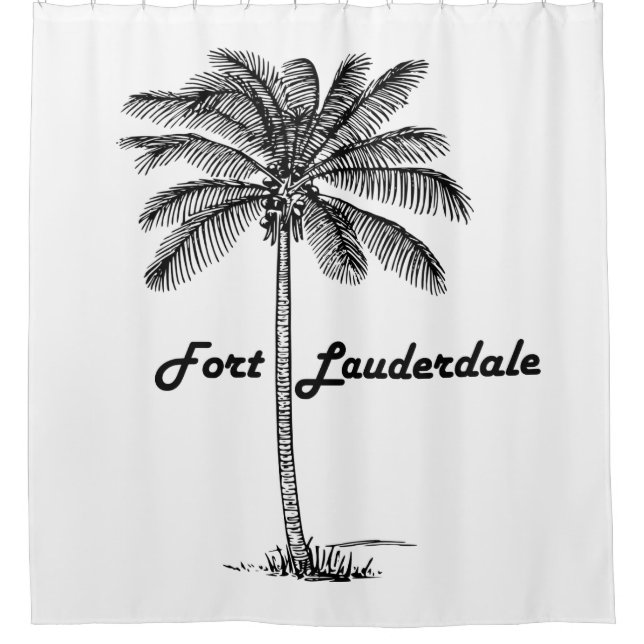 Black and White Fort Lauderdale & Palm design Shower Curtain (Front)