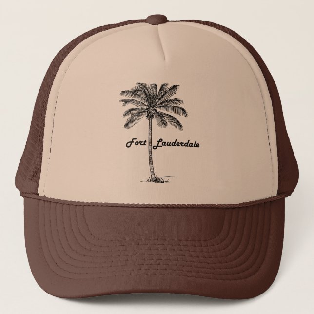 Black and White Fort Lauderdale & Palm design Trucker Hat (Front)