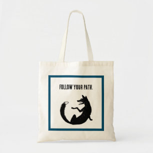 Black and White Fox Tribal Tattoo Symbol Tote Bag