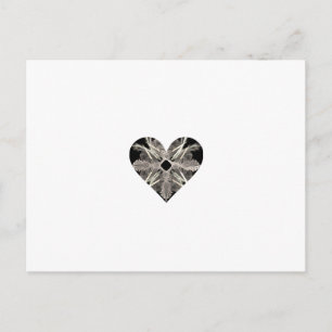 Black and White Fractal Art Heart Shape Postcard