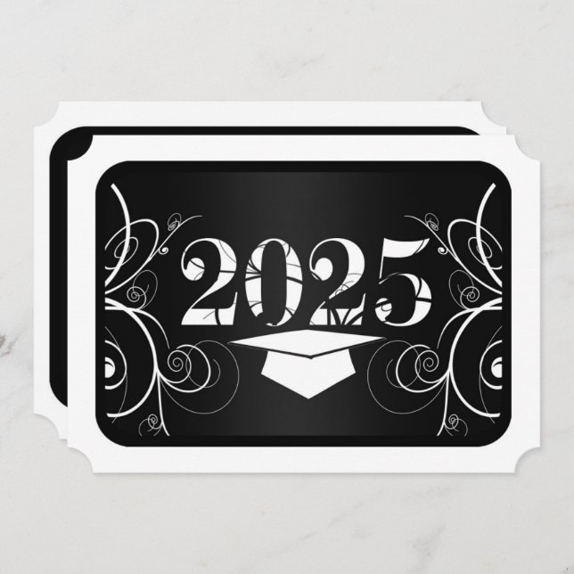 Black and White Frame Graduation Party Invitation (Front/Back)