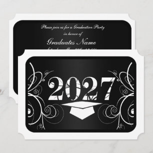 Black and White Frame Graduation Party Invitation