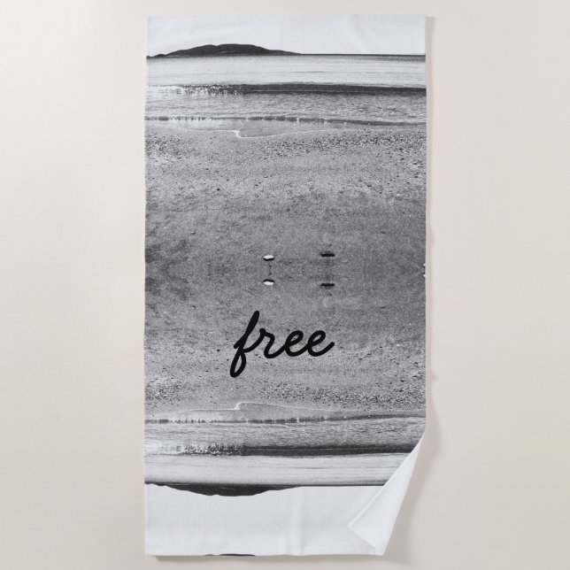 Black and White Free Sand Beach Beach Towel (Front)