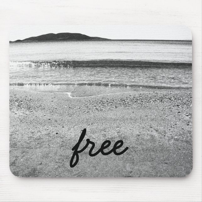 Black and White Free Sand Beach Mouse Pad (Front)