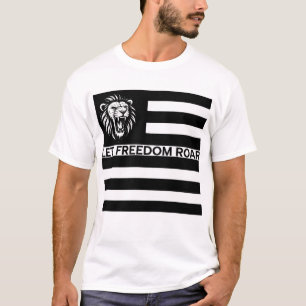 BLACK AND WHITE FREEDOM PATRIOT LION T-Shirt