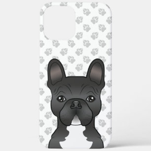 Black And White French Bulldog Cartoon Dog & Paws iPhone 12 Pro Max Case